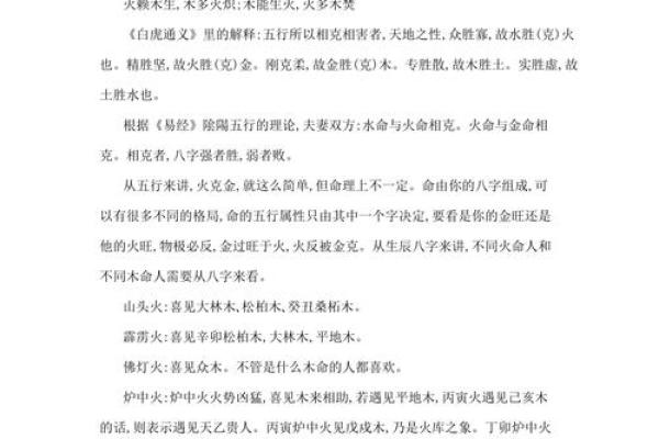 炉中火命的五行相生相克关系