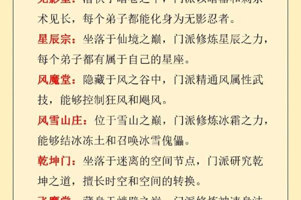 武侠世界中的经典门派名称解析