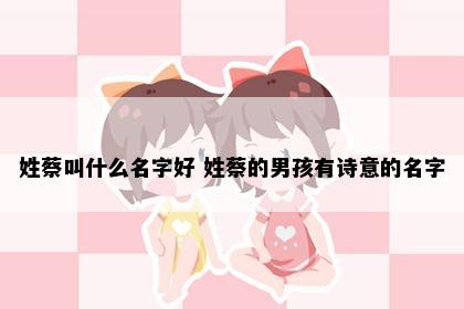 姓蔡叫什么名字好 姓蔡的男孩有诗意的名字